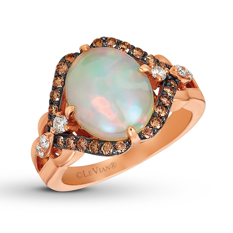 Le Vian Opal Ring 1/2 carat tw Diamonds 14K Strawberry Gold with 360