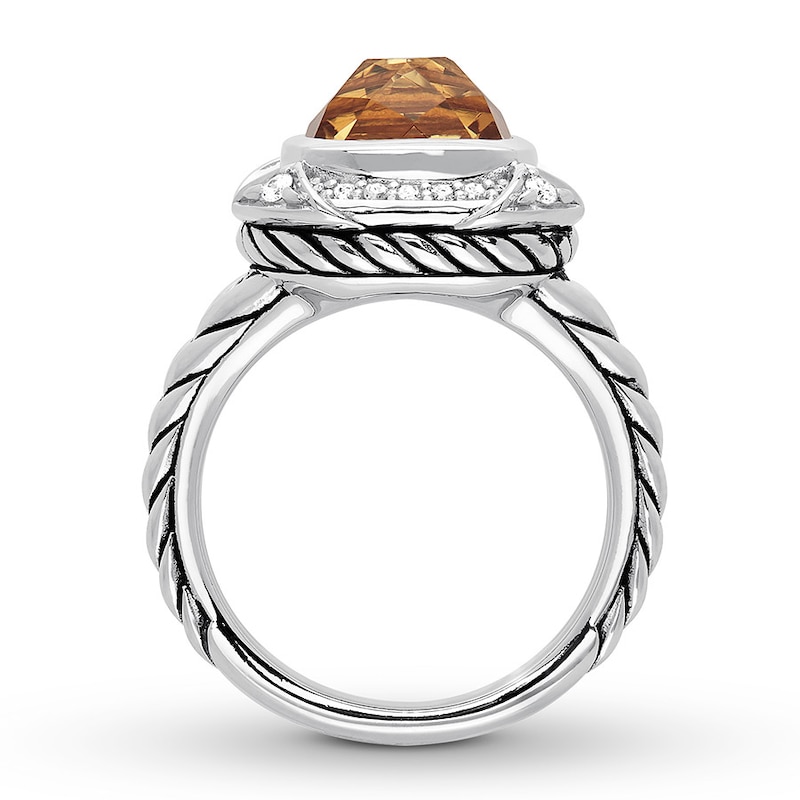 Citrine Ring 1/5 carat tw Diamonds Sterling Silver