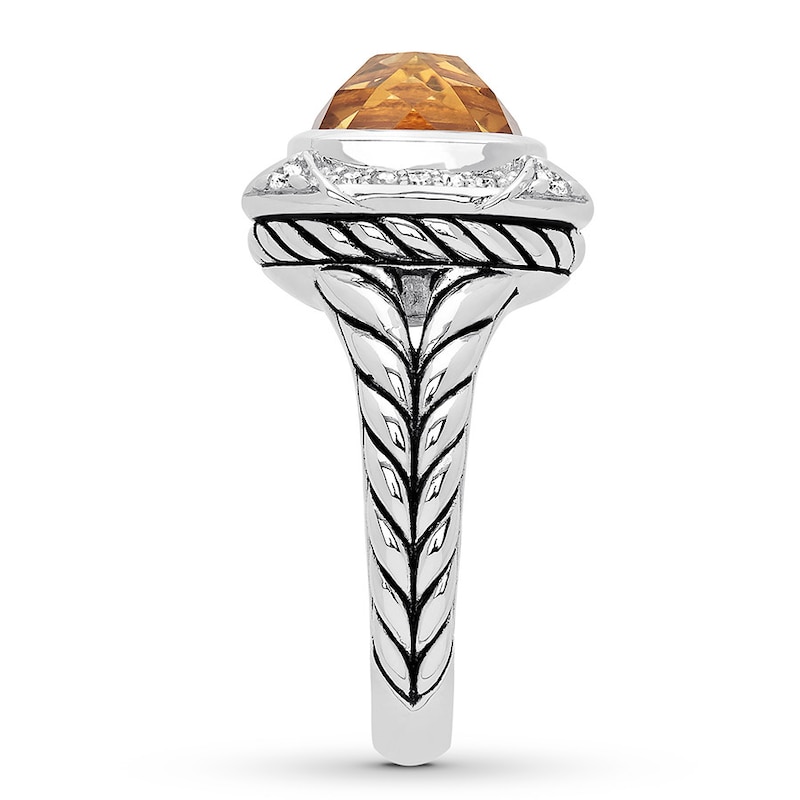 Citrine Ring 1/5 carat tw Diamonds Sterling Silver