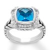 Thumbnail Image 1 of Blue Topaz Ring 1/5 carat tw Diamonds Sterling Silver