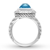 Thumbnail Image 1 of Blue Topaz Ring 1/5 carat tw Diamonds Sterling Silver