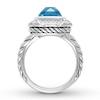 Thumbnail Image 2 of Blue Topaz Ring 1/5 carat tw Diamonds Sterling Silver