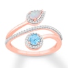 Thumbnail Image 0 of Topaz & Lab-Created Opal Ring 1/5 ct tw Diamonds 10K Rose Gold
