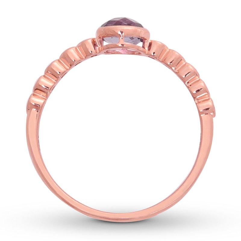 Main Image 2 of Amethyst Ring 1/15 ct tw Diamonds 10K Rose Gold