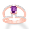 Thumbnail Image 0 of Amethyst Ring Lab-Created White Sapphires 10K Rose Gold