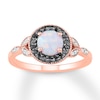 Thumbnail Image 1 of Lab-Created Opal Ring 1/8 ct tw Black & White Diamonds 10K Rose Gold