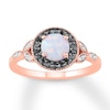 Thumbnail Image 0 of Lab-Created Opal Ring 1/8 ct tw Black & White Diamonds 10K Rose Gold