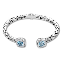 Blue Topaz Bangle 1/4 carat tw Diamonds Sterling Silver
