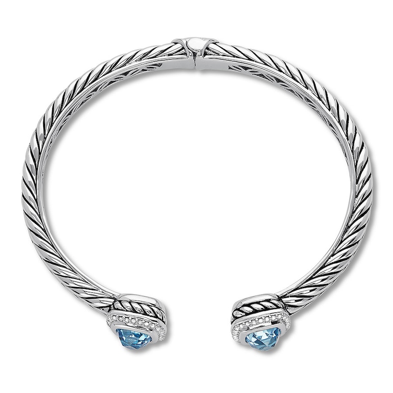 Blue Topaz Bangle 1/4 carat tw Diamonds Sterling Silver