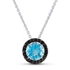 Thumbnail Image 1 of Blue Topaz Necklace 1/5 ct tw Diamonds 10K White Gold 16"-18" Adj.