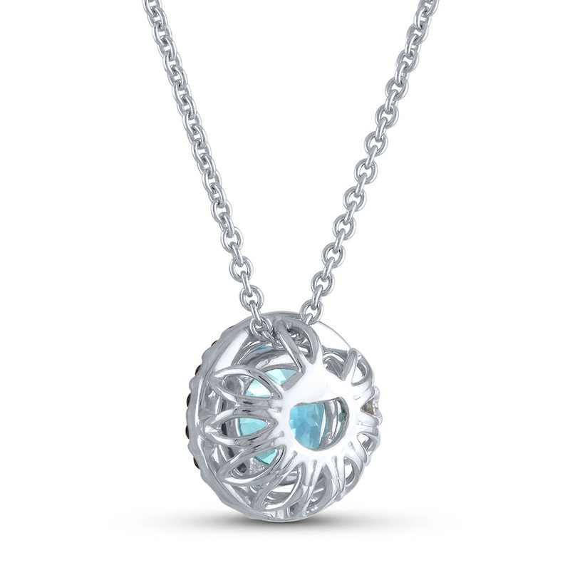 Main Image 3 of Blue Topaz Necklace 1/5 ct tw Diamonds 10K White Gold 16"-18" Adj.
