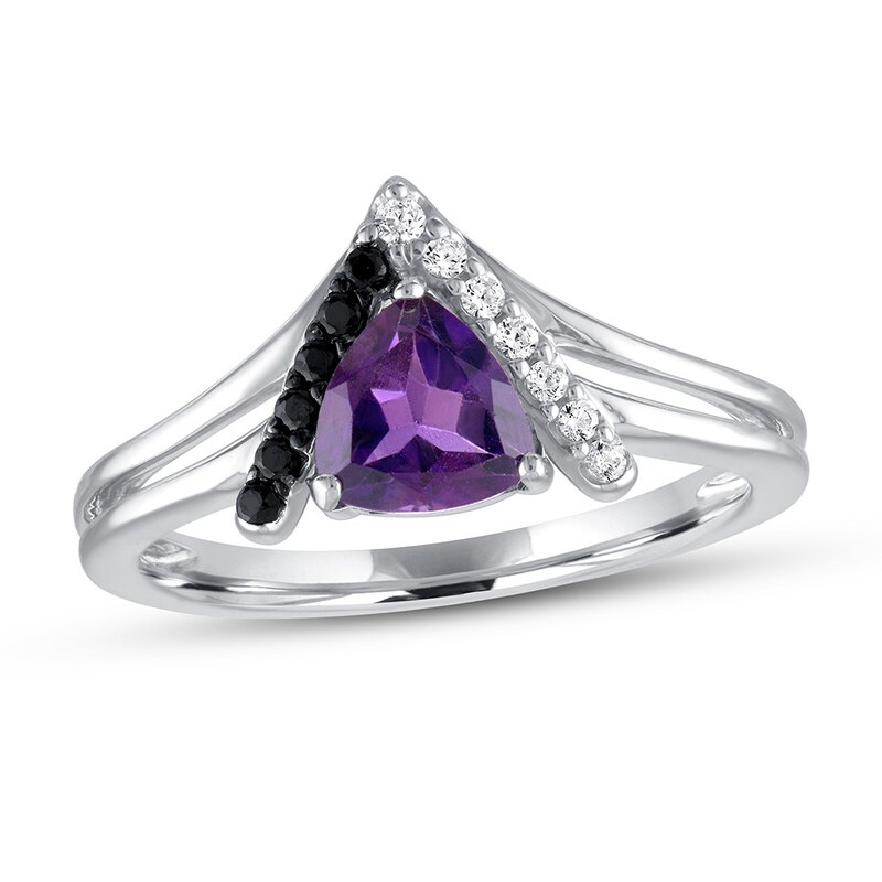 Amethyst/Diamond Ring 1/8 ct tw 10K White Gold