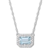 Thumbnail Image 0 of Aquamarine Necklace 1/10 ct tw Diamonds 14K White Gold