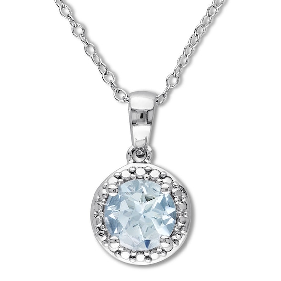 Aquamarine Necklace Sterling Silver