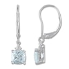 Thumbnail Image 0 of Aquamarine Drop Earrings Diamond Accents 10K White Gold