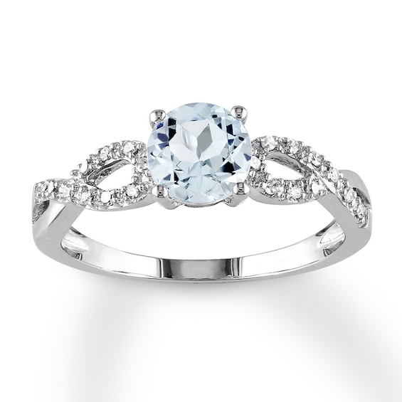 Aquamarine Ring 1/15 carat tw Diamonds 10K White Gold | Jared