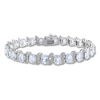 Thumbnail Image 1 of Natural Aquamarine Tennis Bracelet Diamond Accents Sterling Silver