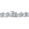 Thumbnail Image 2 of Natural Aquamarine Tennis Bracelet Diamond Accents Sterling Silver