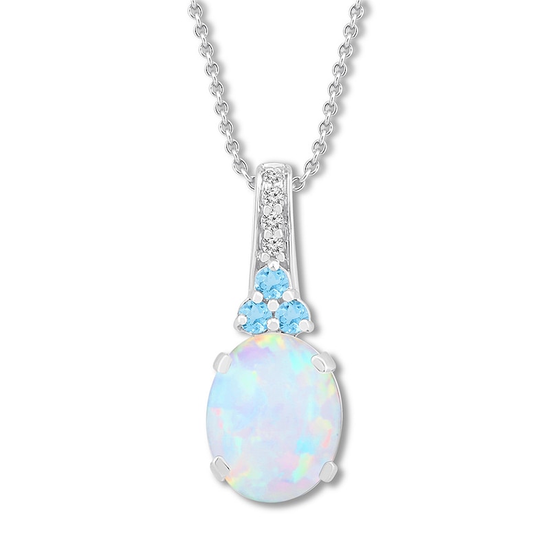 Sterling Silver Created Opal Necklace