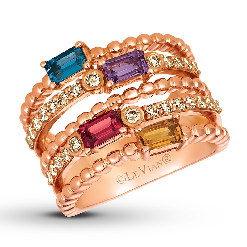 Main Image 1 of Le Vian Multi-Color Rainbow Ring 5/8 ct tw Diamonds 14K Strawberry Gold