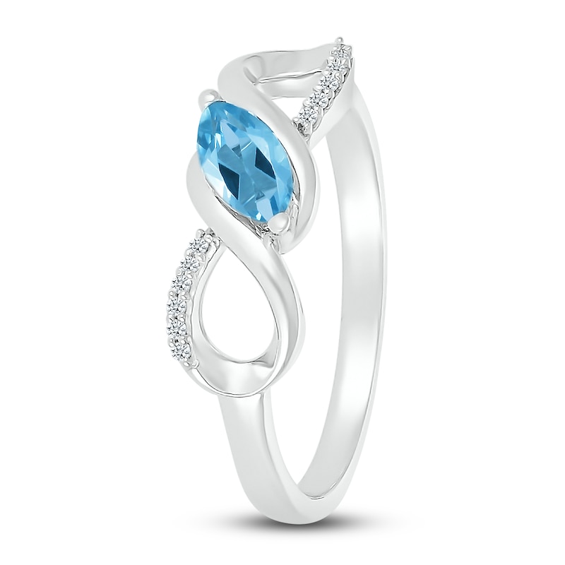 Main Image 4 of Blue Topaz & Diamond Infinity Ring Sterling Silver