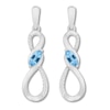 Blue Topaz Infinity Earrings 1/20 cttw Diamonds Sterling Silver