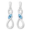 Blue Topaz Infinity Earrings 1/20 cttw Diamonds Sterling Silver