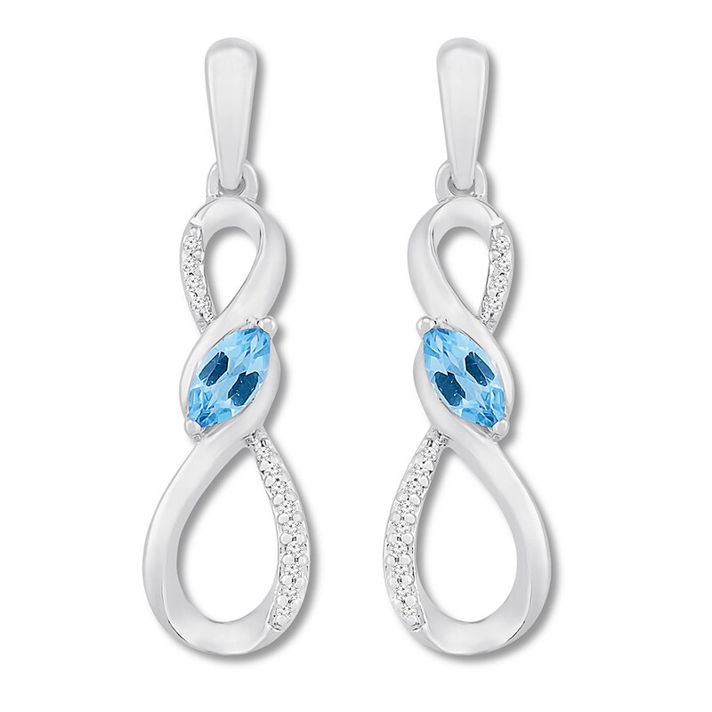 Blue Topaz Infinity Earrings 1/20 cttw Diamonds Sterling Silver | Jared