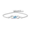 Blue Topaz & Diamond Infinity Bolo Bracelet Sterling Silver