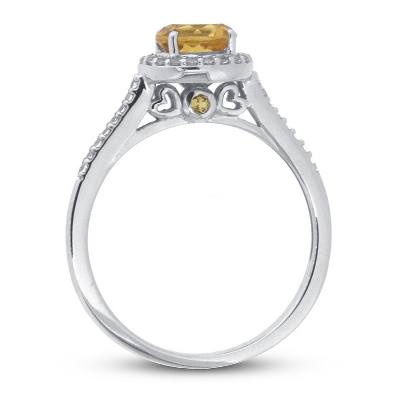 Citrine & White Topaz Ring 10K White Gold