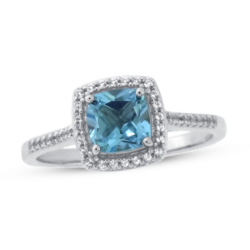 Blue & White Topaz Ring 10K White Gold