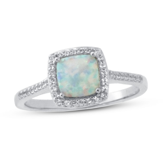 10k White Gold White Topaz Engagement Ring Size 6