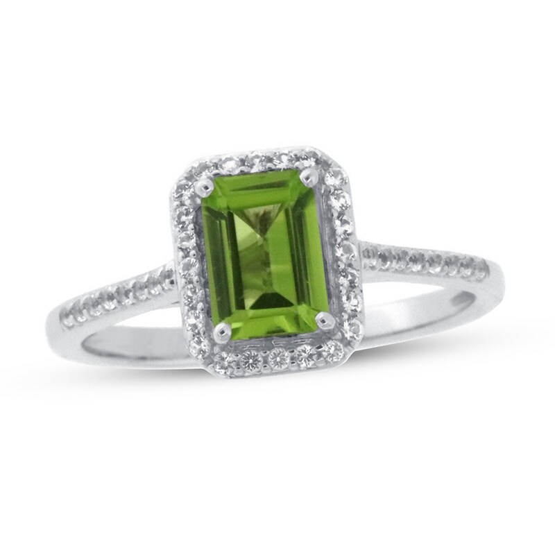 Peridot & White Topaz Ring 10K White Gold