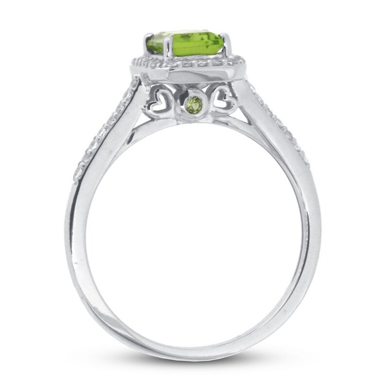 Peridot & White Topaz Ring 10K White Gold