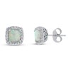 Thumbnail Image 0 of Lab-Created Opal & White Topaz Earrings 10K White Gold