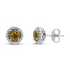 Citrine & White Topaz Earrings 10K White Gold