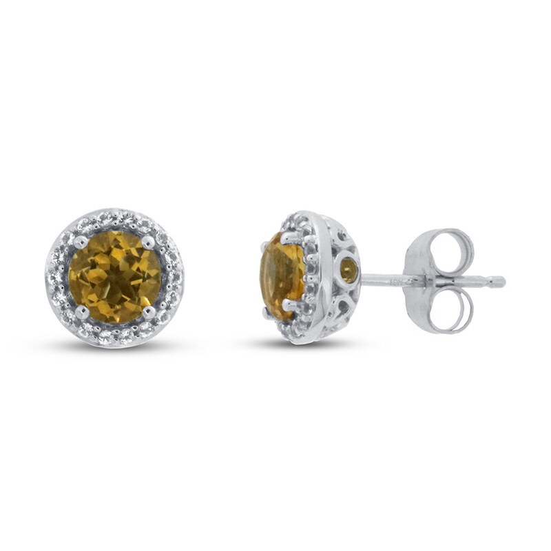 Citrine & White Topaz Earrings 10K White Gold | Jared