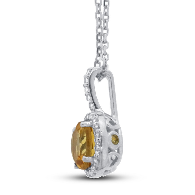 Citrine & White Topaz Necklace 10K White Gold