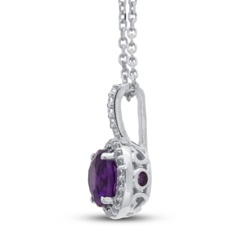 Main Image 2 of Amethyst & White Topaz Necklace 10K White Gold
