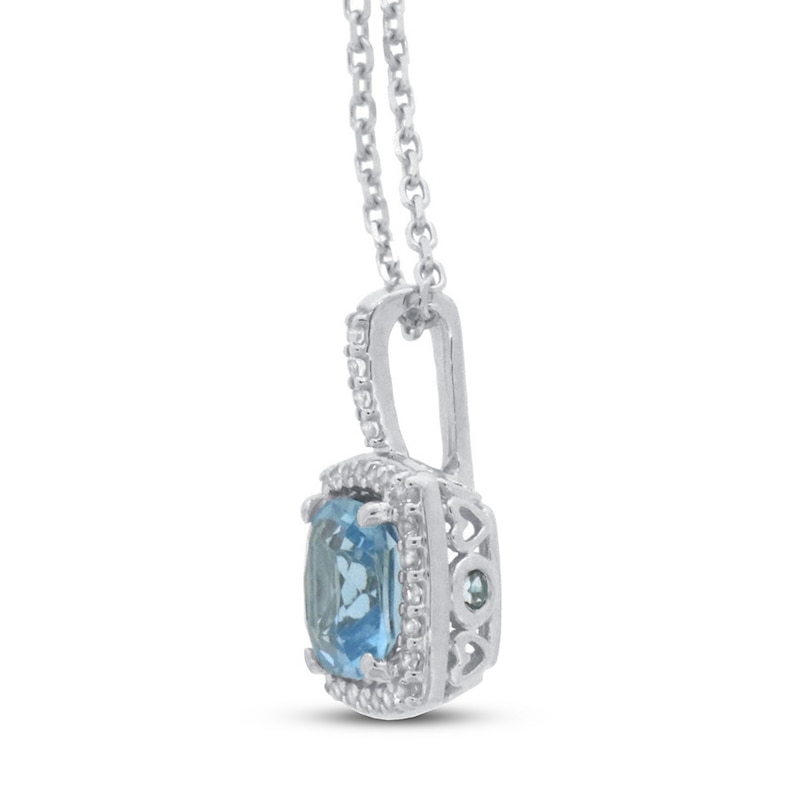 Main Image 2 of Blue & White Topaz Necklace 10K White Gold