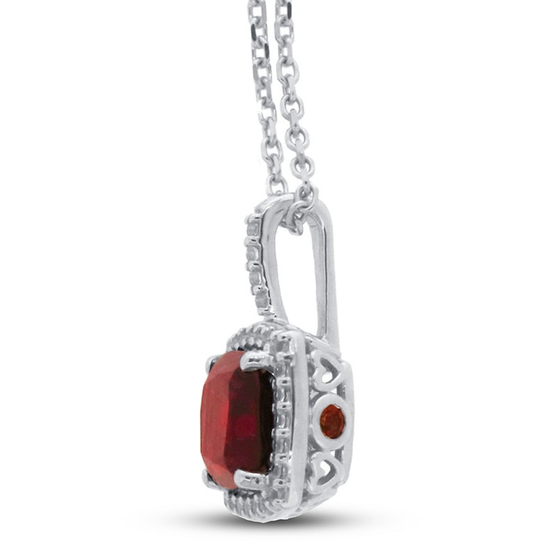 Main Image 2 of Garnet & White Topaz Necklace 10K White Gold