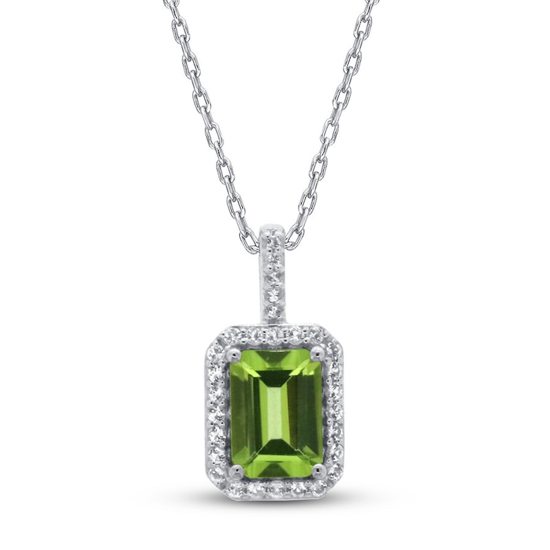 Peridot & White Topaz Necklace 10K White Gold