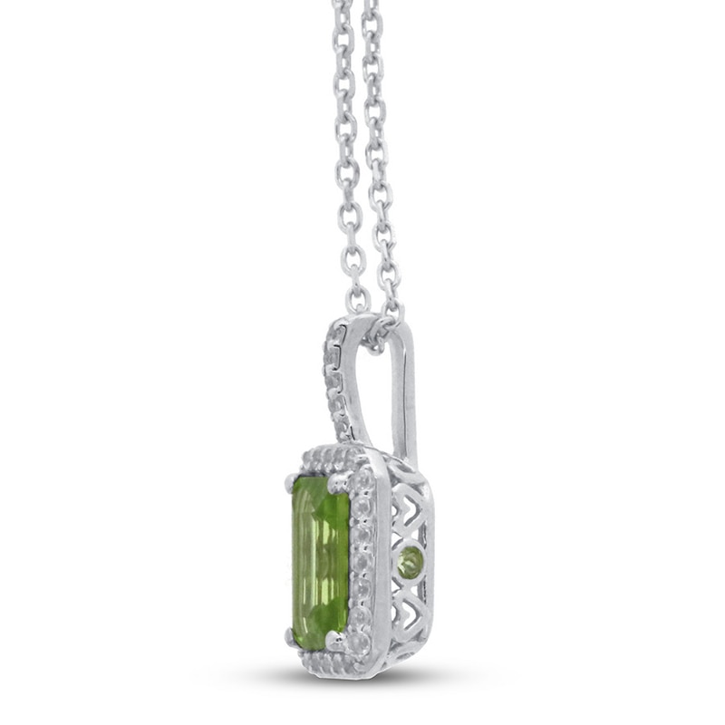 Main Image 2 of Peridot & White Topaz Necklace 10K White Gold