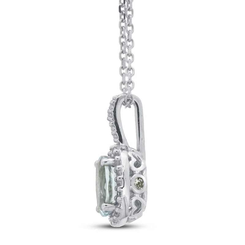 Main Image 2 of Aquamarine & White Topaz Necklace 10K White Gold
