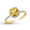 Round Citrine Ring 1/20 ct tw Diamonds 10K Yellow Gold
