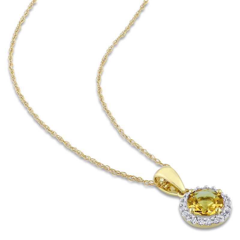 Main Image 2 of Citrine Necklace 1/15 ct tw Diamonds 10K Yellow Gold