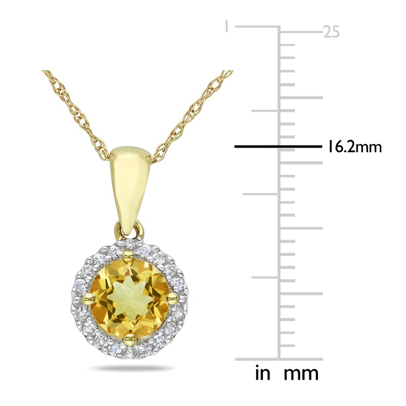 Citrine Necklace 1/15 ct tw Diamonds 10K Yellow Gold