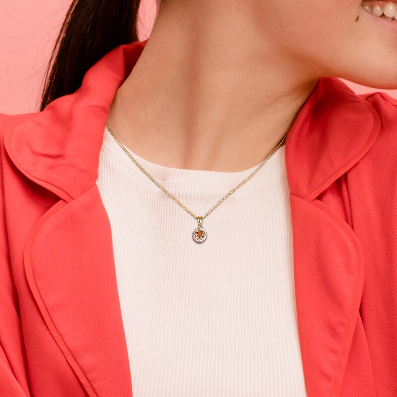 Main Image 5 of Citrine Necklace 1/15 ct tw Diamonds 10K Yellow Gold
