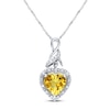Thumbnail Image 0 of Citrine Heart Necklace 1/20 ct tw Diamonds Sterling Silver