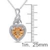 Thumbnail Image 2 of Citrine Heart Necklace 1/20 ct tw Diamonds Sterling Silver
